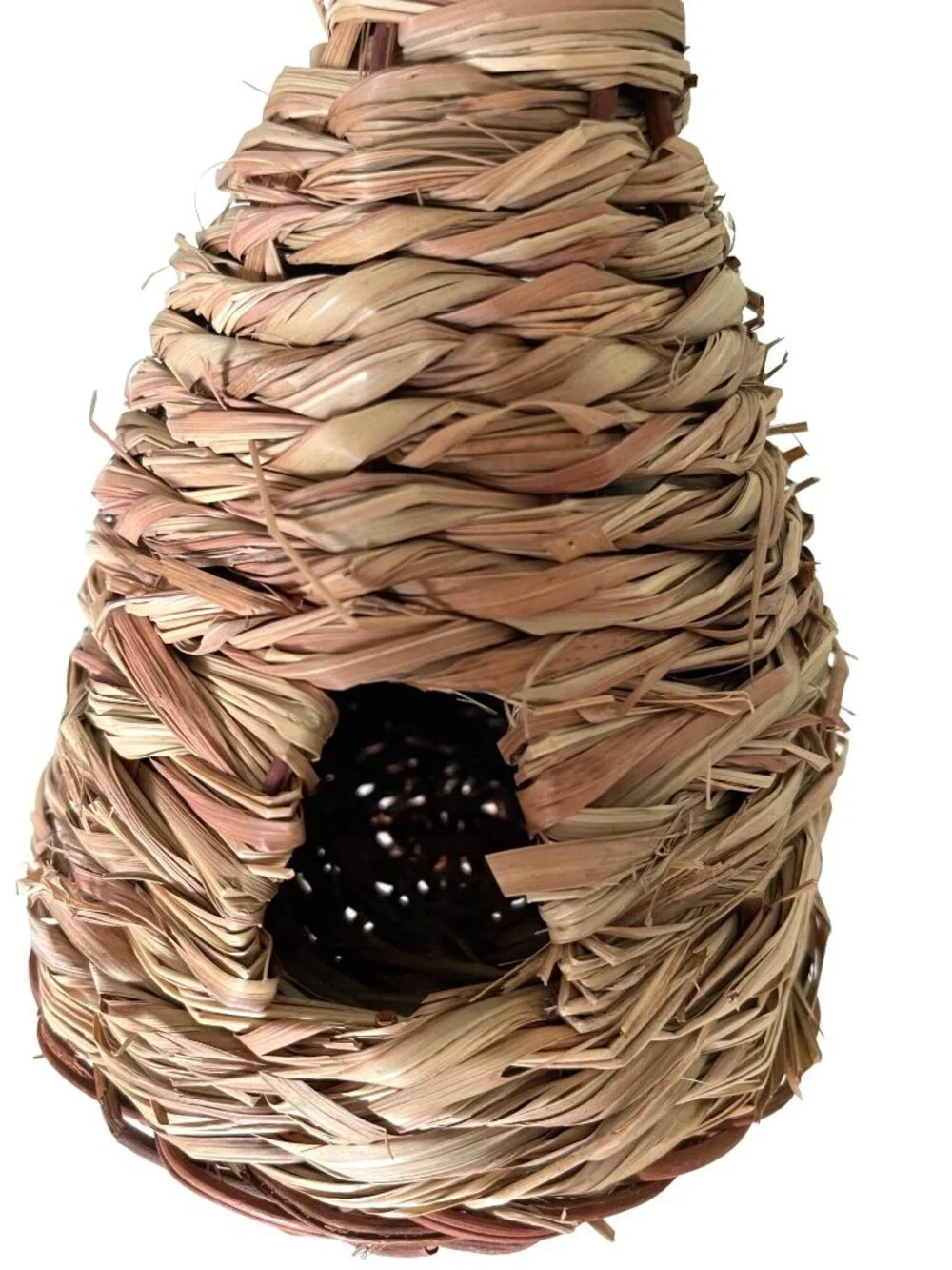 Bird House Feeder Basket Tiki Hut Teardrop Shape Woven Hanging 8